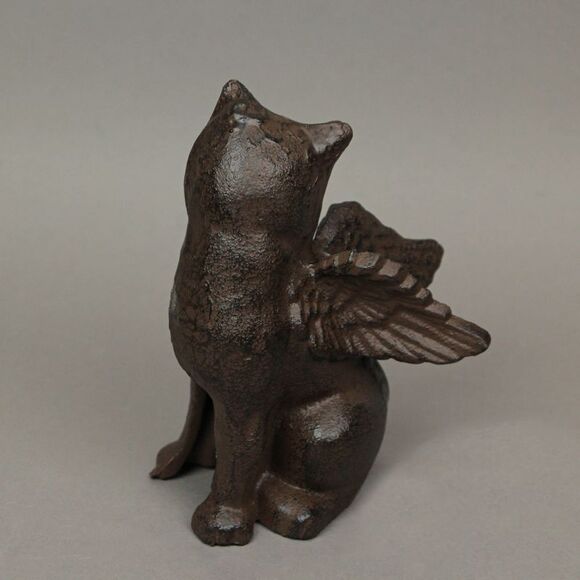 Set of 2 Brown Cast Iron Angel Cat Decorative Bookends Book Shelf Home Decor Art - Picture 3 of 3
